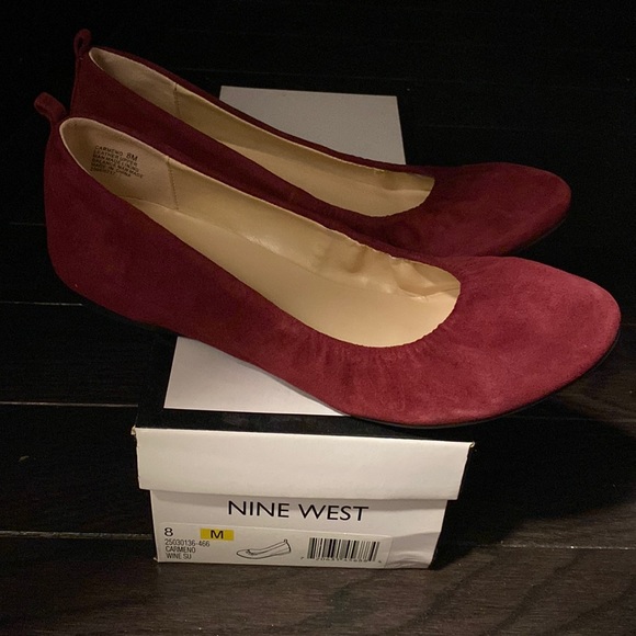 Red Suede Ballet Flats by Nine West NWB - Picture 3 of 5